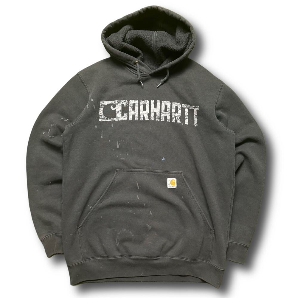 Carhartt Workwear Black White Graphic Hoodie Y2K Sweatshirt